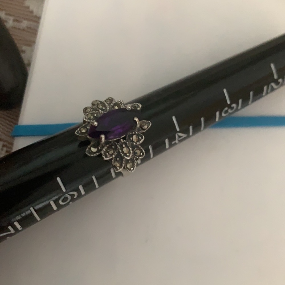 Amethyst Marquee Gemstone Statement Ring - image 7